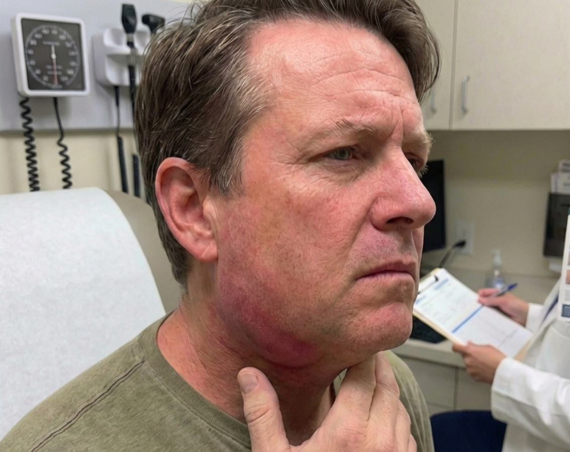 Submaxilitis aguda: inflamación de la glándula submaxilar con tumefacción cervical